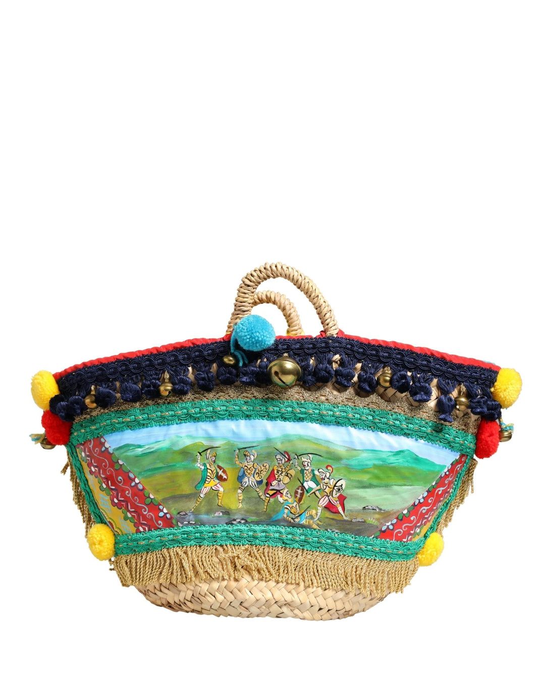 Dolce & Gabbana Sample Sale Dolce & Gabbana Multicolor Woven Straw Basket Embellished Sicily Bag - | Designer outlet