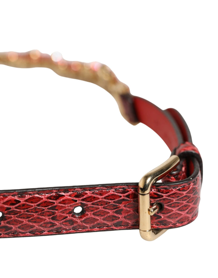 Dolce &amp; Gabbana Sample Sale Dolce &amp; Gabbana Red Leather Daisy Crystal Embellished Waist Belt - | Designer outlet