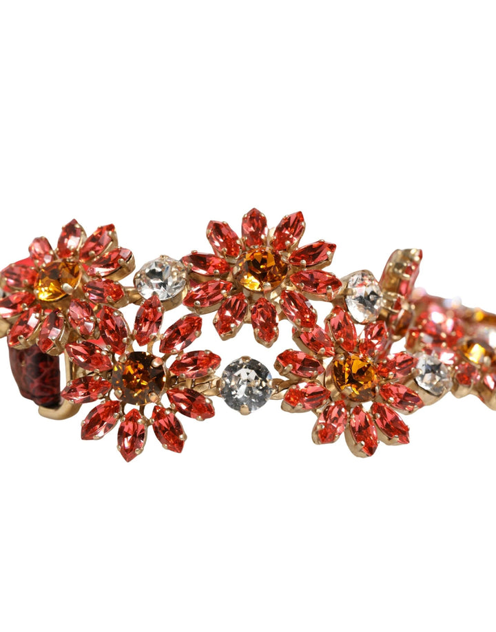 Dolce &amp; Gabbana Sample Sale Dolce &amp; Gabbana Red Leather Daisy Crystal Embellished Waist Belt - | Designer outlet