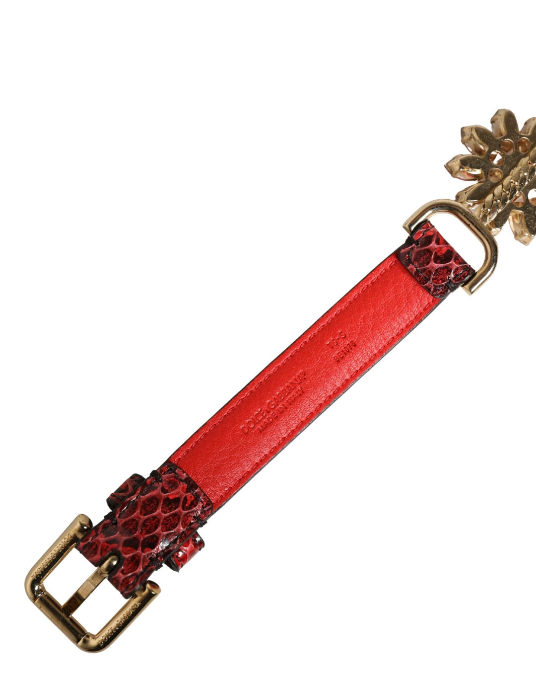 Dolce &amp; Gabbana Sample Sale Dolce &amp; Gabbana Red Leather Daisy Crystal Embellished Waist Belt - | Designer outlet