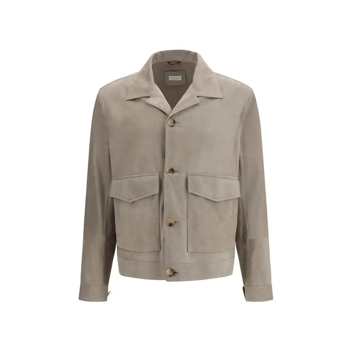 Brunello Cucinelli Sample Sale | Brunello Cucinelli Bicolor Calf Leather Bos Taurus Leather Jacket - | Designer outlet