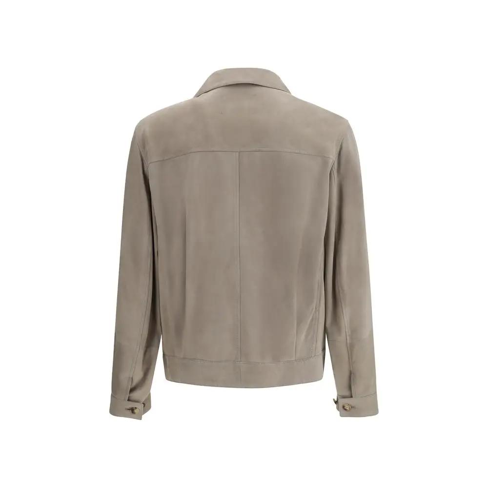 Brunello Cucinelli Sample Sale | Brunello Cucinelli Bicolor Calf Leather Bos Taurus Leather Jacket - | Designer outlet