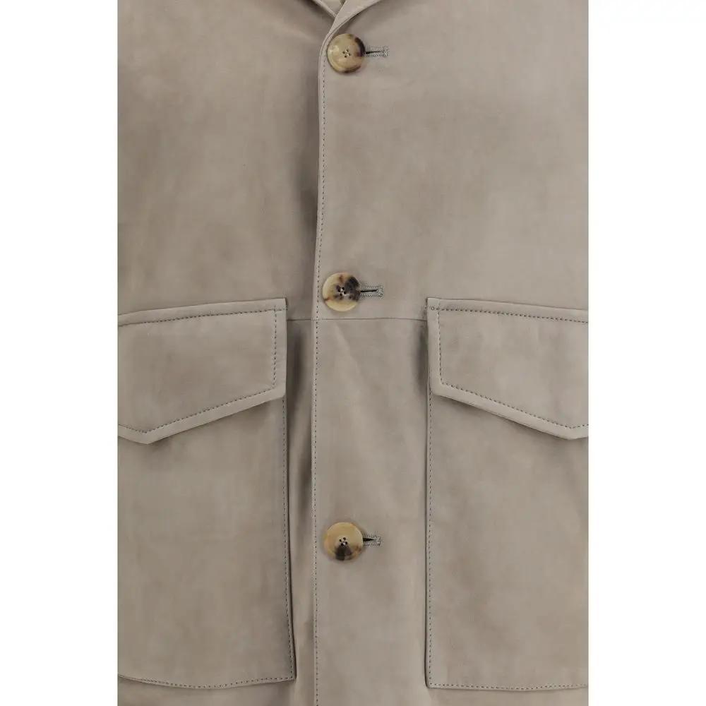Brunello Cucinelli Sample Sale | Brunello Cucinelli Bicolor Calf Leather Bos Taurus Leather Jacket - | Designer outlet