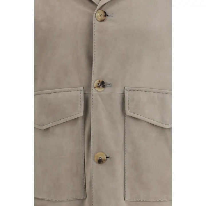 Brunello Cucinelli Sample Sale | Brunello Cucinelli Bicolor Calf Leather Bos Taurus Leather Jacket - | Designer outlet