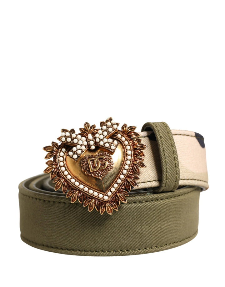 Dolce &amp; Gabbana Sample Sale Dolce &amp; Gabbana Green Camouflage Devotion Metal Buckle Belt - | Designer outlet