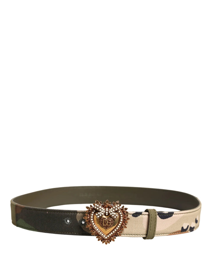 Dolce &amp; Gabbana Sample Sale Dolce &amp; Gabbana Green Camouflage Devotion Metal Buckle Belt - | Designer outlet