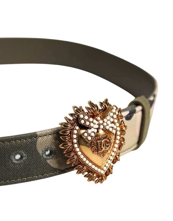 Dolce &amp; Gabbana Sample Sale Dolce &amp; Gabbana Green Camouflage Devotion Metal Buckle Belt - | Designer outlet