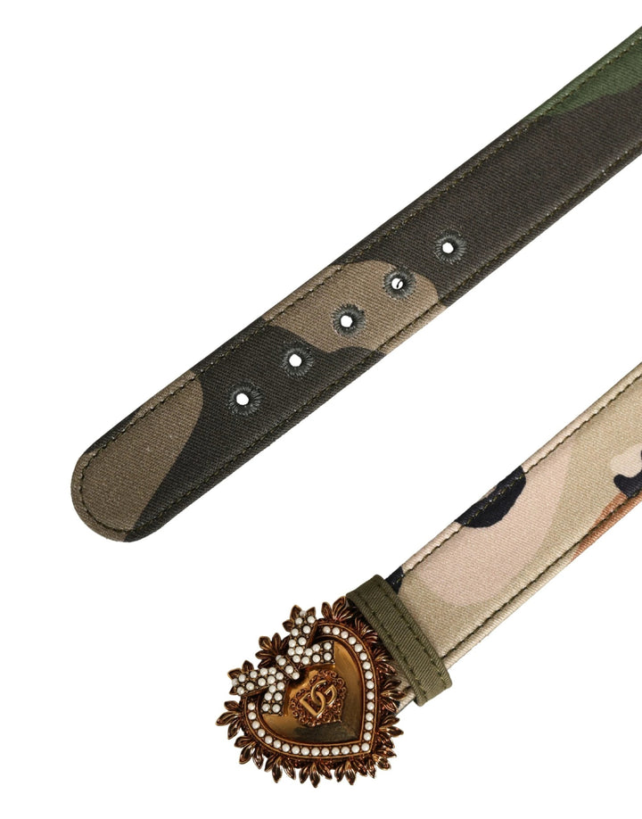 Dolce &amp; Gabbana Sample Sale Dolce &amp; Gabbana Green Camouflage Devotion Metal Buckle Belt - | Designer outlet