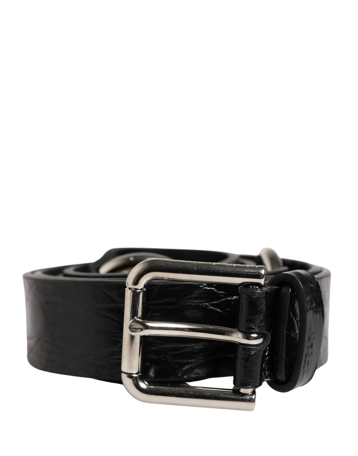Dolce &amp; Gabbana Sample Sale Dolce &amp; Gabbana Black Exotic Leather Silver Metal Buckle Belt - | Designer outlet