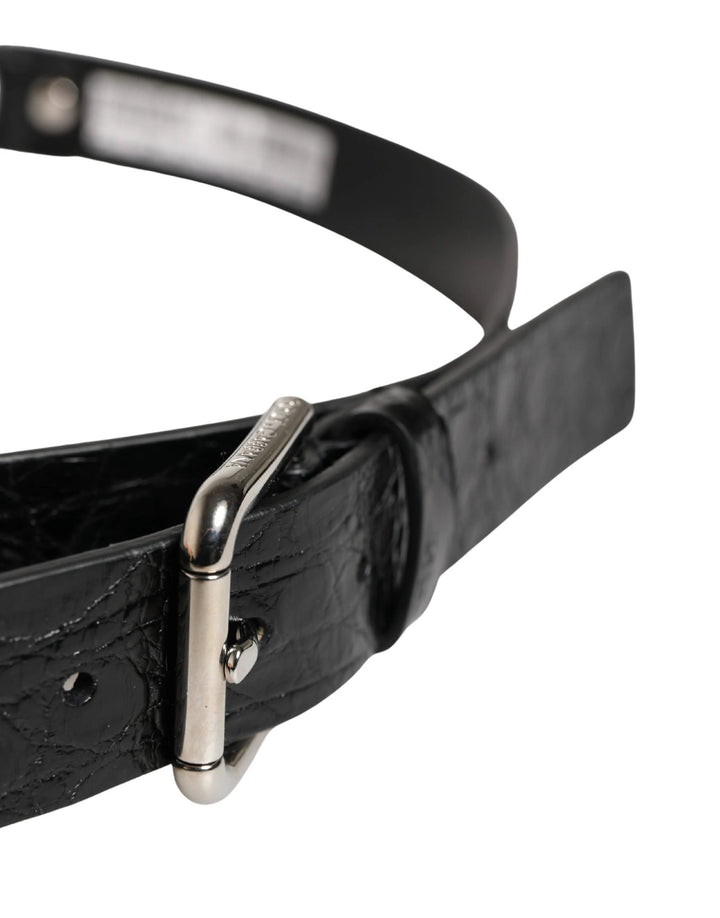 Dolce &amp; Gabbana Sample Sale Dolce &amp; Gabbana Black Exotic Leather Silver Metal Buckle Belt - | Designer outlet