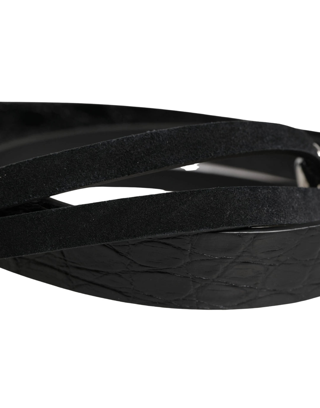 Dolce &amp; Gabbana Sample Sale Dolce &amp; Gabbana Black Exotic Leather Silver Metal Buckle Belt - | Designer outlet