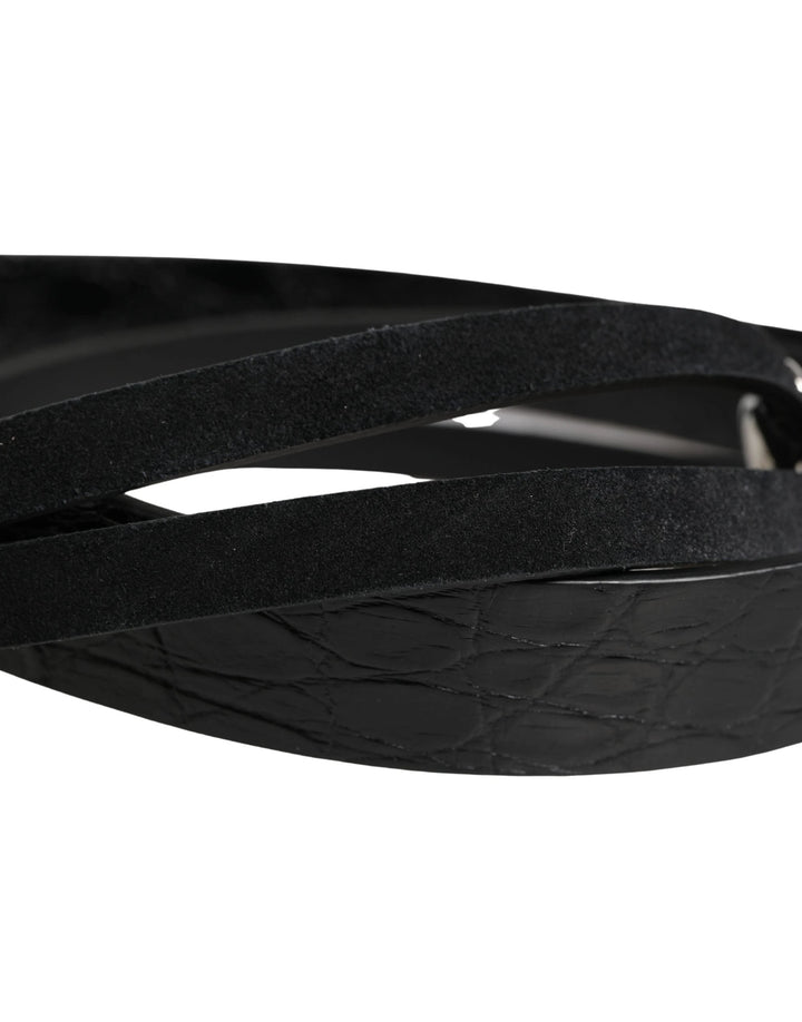 Dolce &amp; Gabbana Sample Sale Dolce &amp; Gabbana Black Exotic Leather Silver Metal Buckle Belt - | Designer outlet