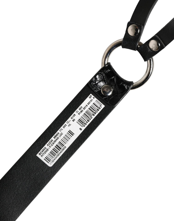 Dolce &amp; Gabbana Sample Sale Dolce &amp; Gabbana Black Exotic Leather Silver Metal Buckle Belt - | Designer outlet