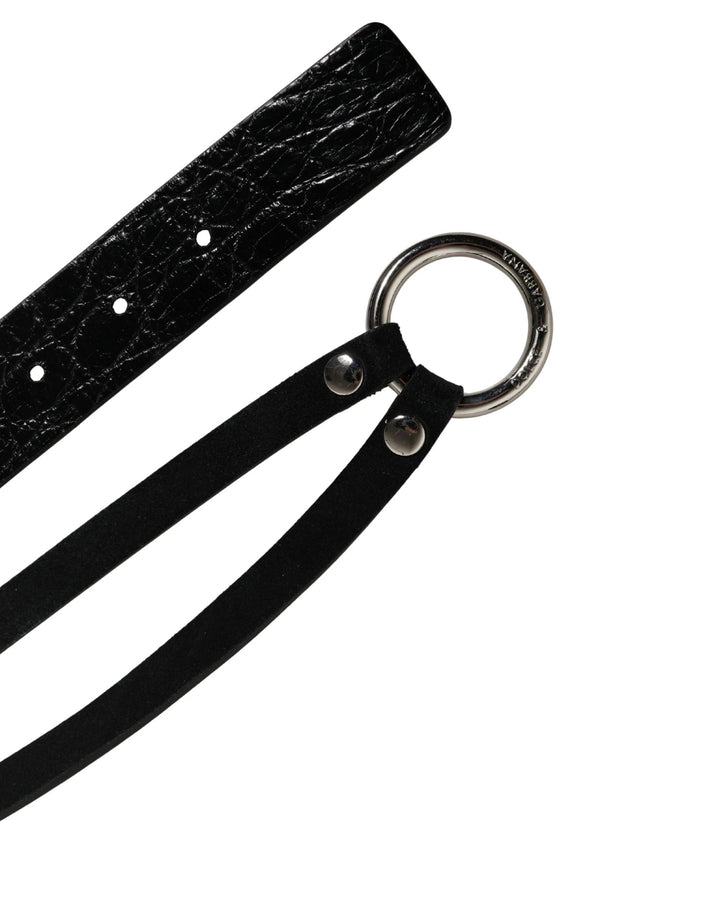 Dolce &amp; Gabbana Sample Sale Dolce &amp; Gabbana Black Exotic Leather Silver Metal Buckle Belt - | Designer outlet