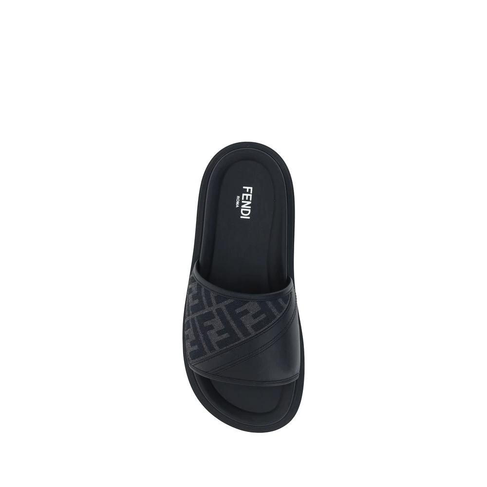 Fendi Sample Sale Fendi Gray Fabric Flat Sandals - | Designer outlet