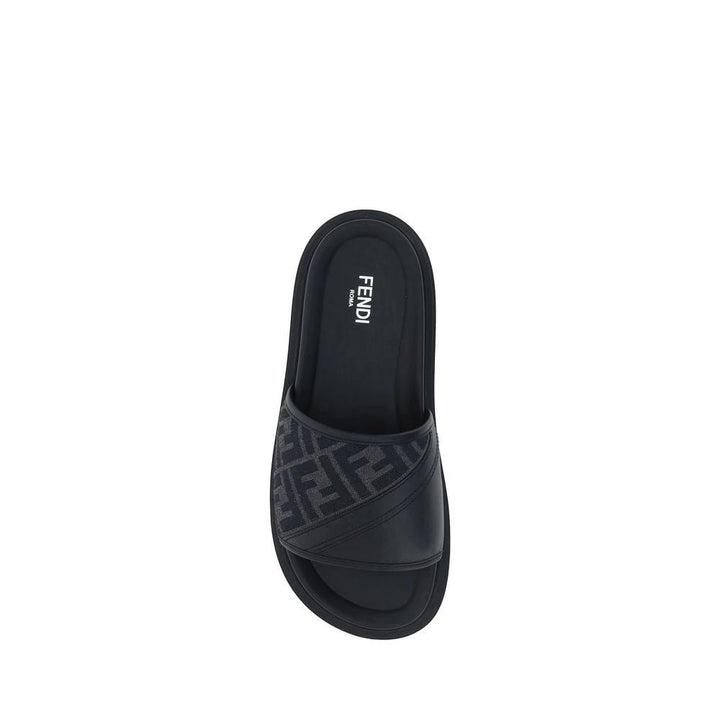Fendi Sample Sale Fendi Gray Fabric Flat Sandals - | Designer outlet