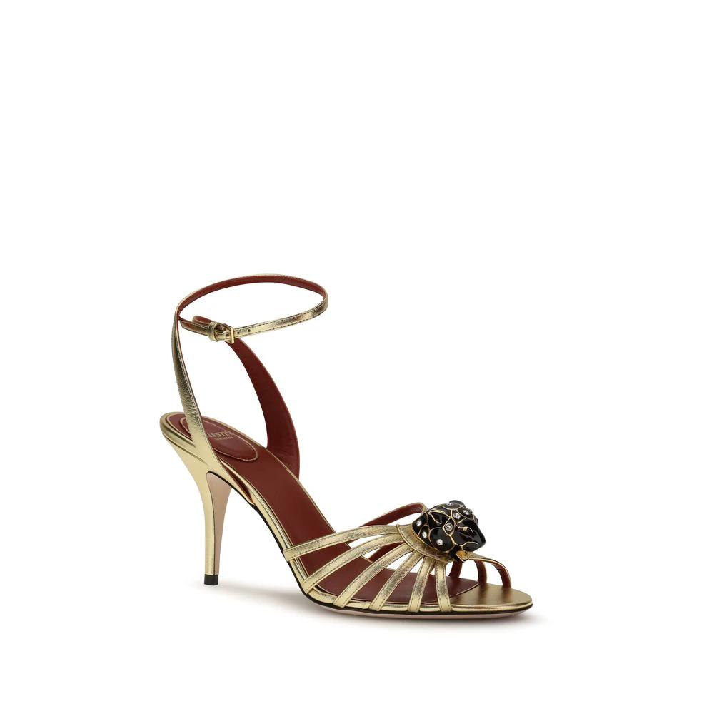 Valentino Garavani Sample Sale Valentino Garavani Gold Calf Leather Bos Taurus Stiletto Heel Sandals - | Designer outlet