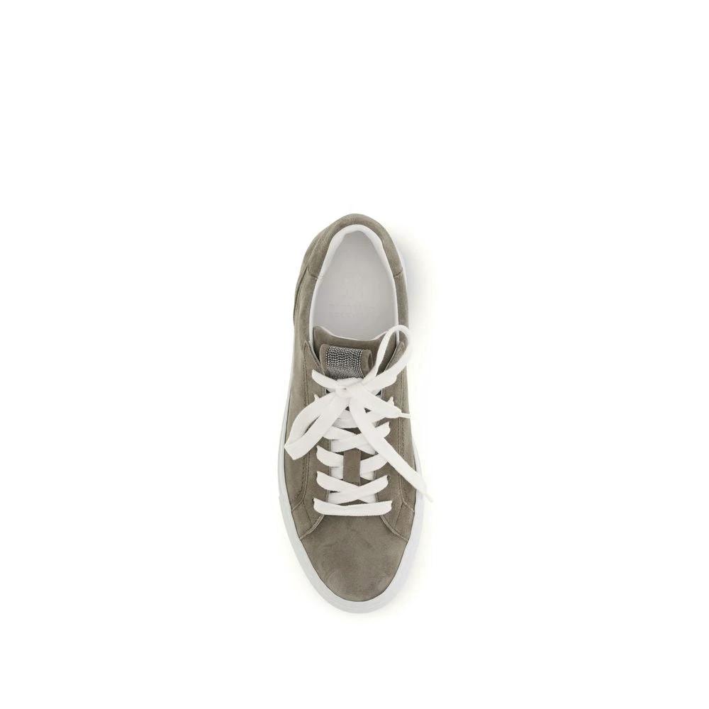 Brunello Cucinelli Sample Sale Brunello Cucinelli Gray Calf Leather Bos Taurus Sneakers - | Designer outlet