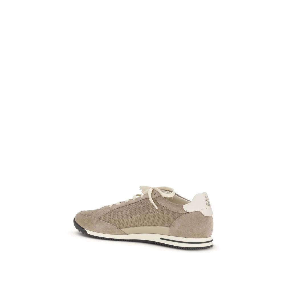 Brunello Cucinelli Sample Sale Brunello Cucinelli Beige Calf Leather Bos Taurus Low Top Sneakers - | Designer outlet