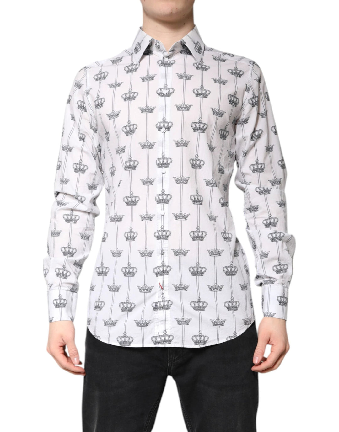 Dolce &amp; Gabbana Sample Sale Dolce &amp; Gabbana White GOLD Crown Cotton Dress Formal Shirt - | Designer outlet