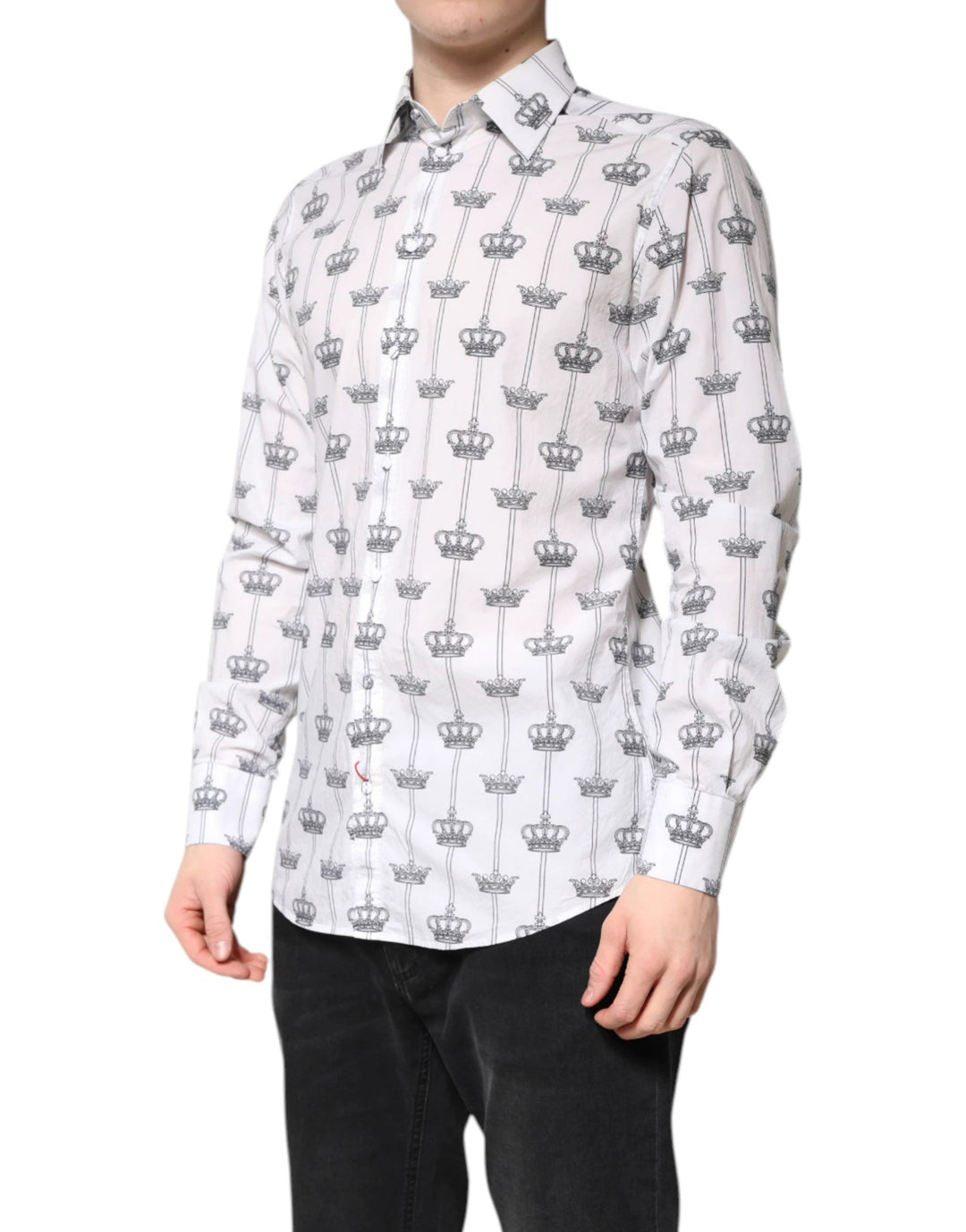 Dolce &amp; Gabbana Sample Sale Dolce &amp; Gabbana White GOLD Crown Cotton Dress Formal Shirt - | Designer outlet
