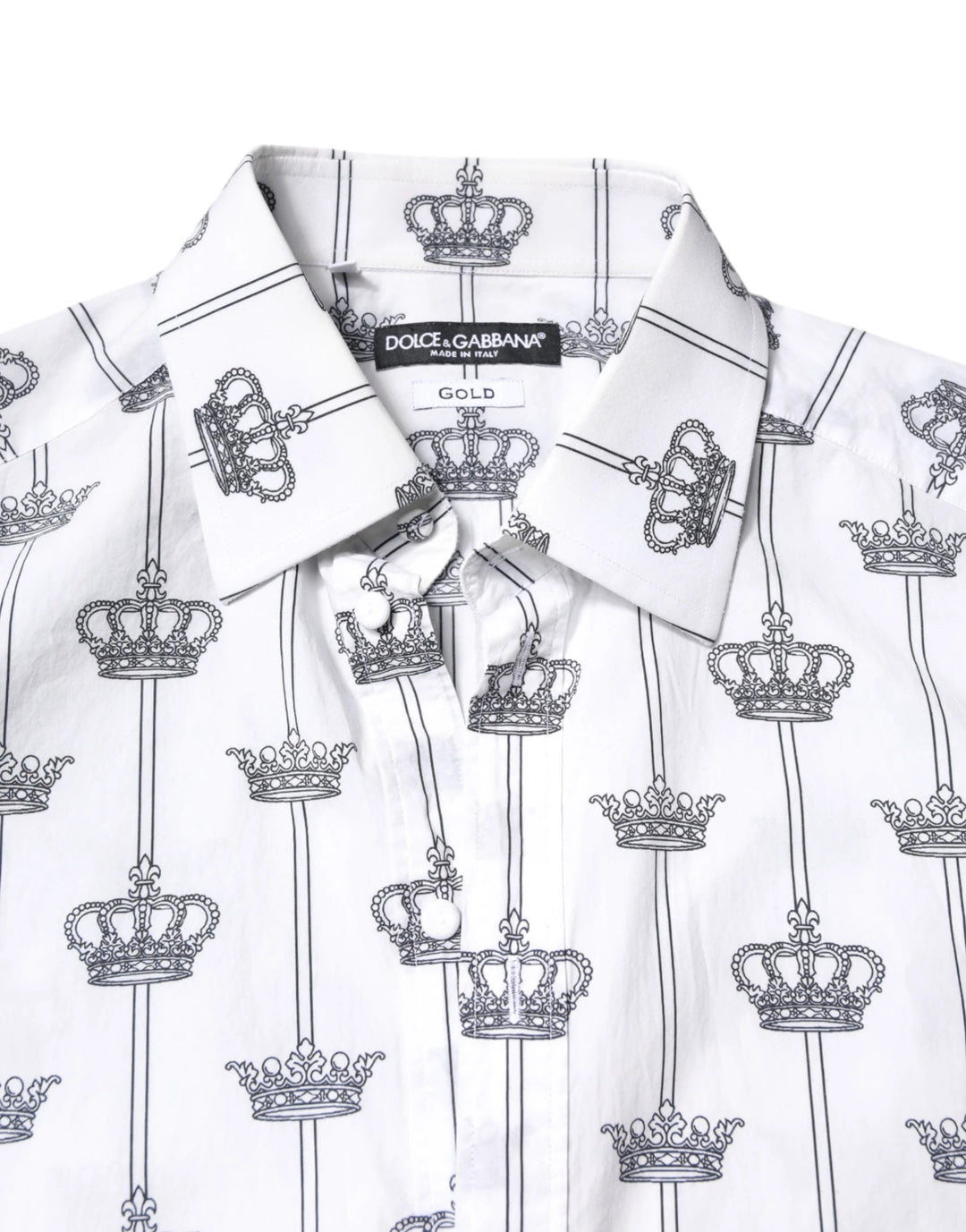 Dolce &amp; Gabbana Sample Sale Dolce &amp; Gabbana White GOLD Crown Cotton Dress Formal Shirt - | Designer outlet