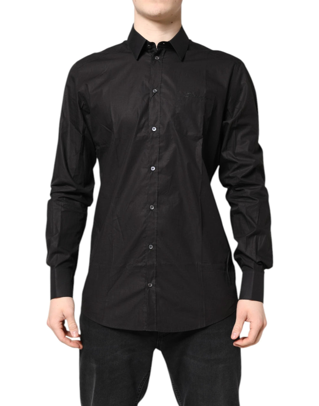 Dolce &amp; Gabbana Sample Sale Dolce &amp; Gabbana Black GOLD Cotton Collared Formal Dress Shirt - | Designer outlet