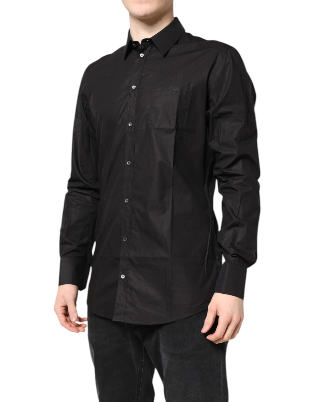 Dolce &amp; Gabbana Sample Sale Dolce &amp; Gabbana Black GOLD Cotton Collared Formal Dress Shirt - | Designer outlet