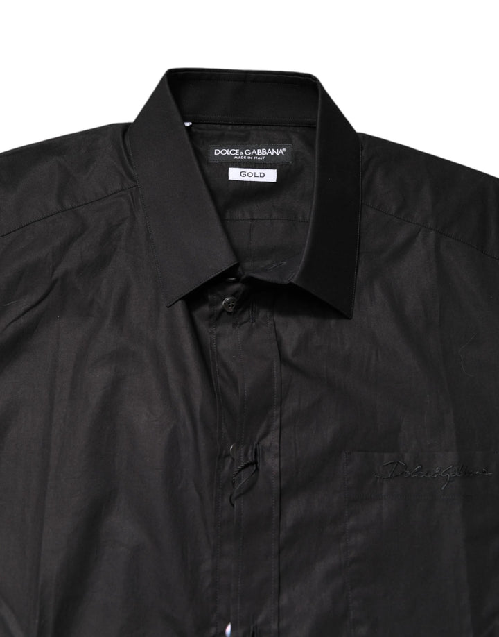Dolce &amp; Gabbana Sample Sale Dolce &amp; Gabbana Black GOLD Cotton Collared Formal Dress Shirt - | Designer outlet