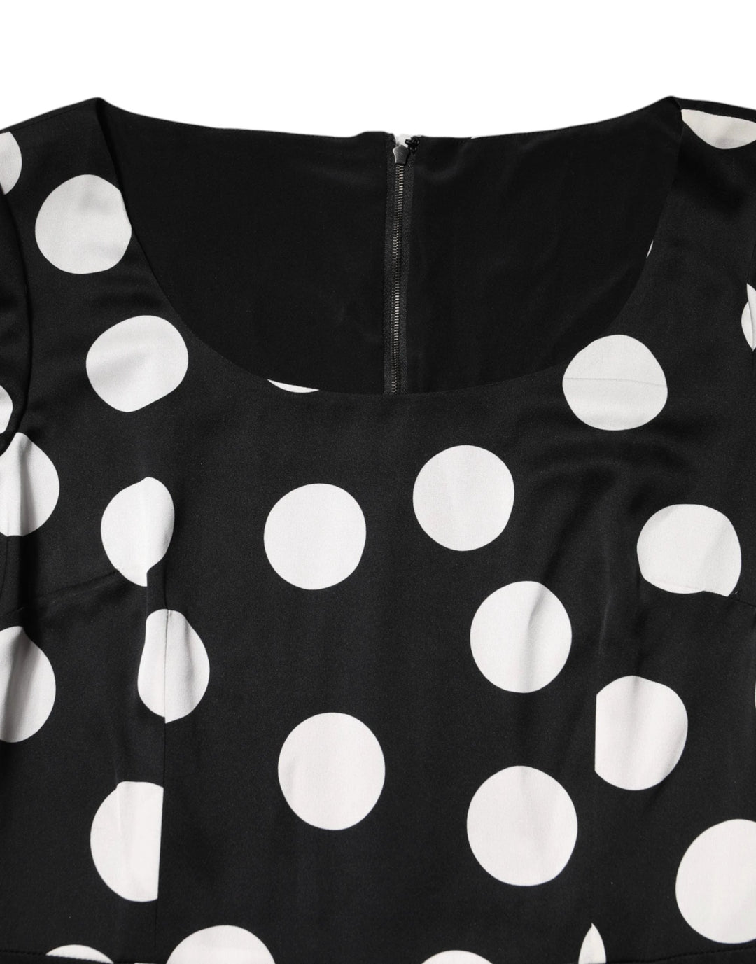 Dolce &amp; Gabbana Sample Sale Dolce &amp; Gabbana Black White Polka Dot Silk Sheath Midi Dress - | Designer outlet