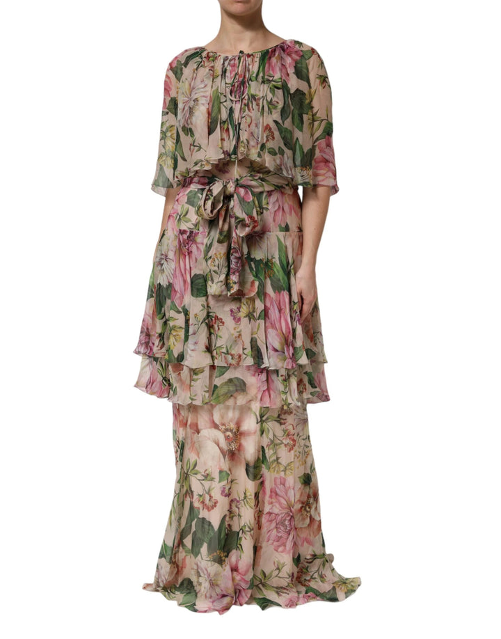 Dolce &amp; Gabbana Sample Sale Dolce &amp; Gabbana Multicolor Floral Silk Layered Maxi Dress - | Designer outlet