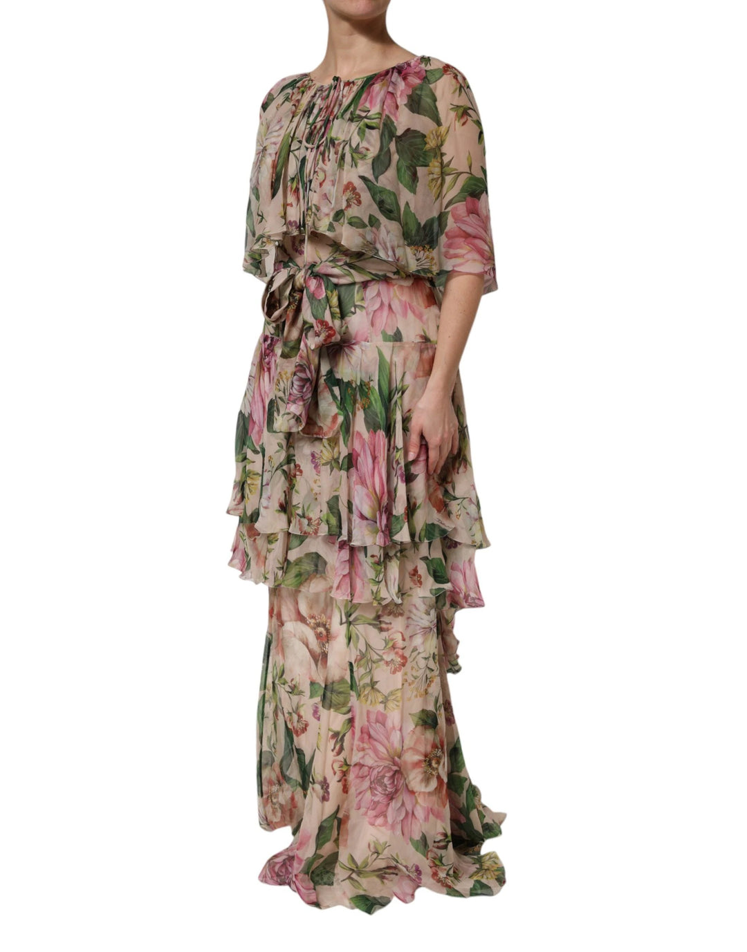 Dolce &amp; Gabbana Sample Sale Dolce &amp; Gabbana Multicolor Floral Silk Layered Maxi Dress - | Designer outlet