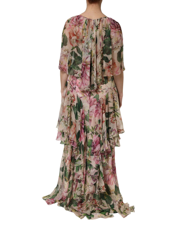 Dolce &amp; Gabbana Sample Sale Dolce &amp; Gabbana Multicolor Floral Silk Layered Maxi Dress - | Designer outlet