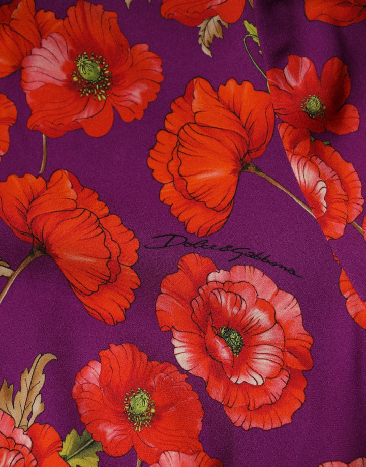 Dolce &amp; Gabbana Sample Sale Dolce &amp; Gabbana Purple Silk Floral Print Midi Sheath Dress - | Designer outlet