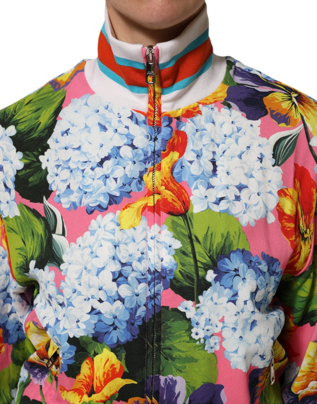Dolce &amp; Gabbana Sample Sale Dolce &amp; Gabbana Multicolor Floral Print Zip Cardigan Jacket - | Designer outlet