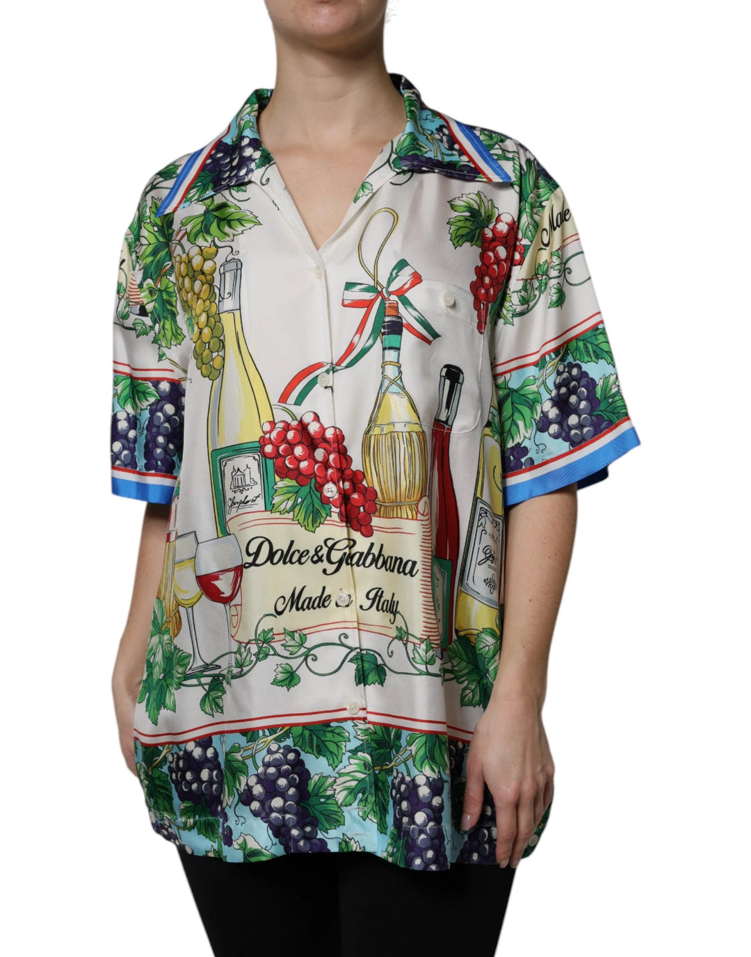 Dolce &amp; Gabbana Sample Sale Dolce &amp; Gabbana Multicolor Short Sleeve Silk Food Shirt Top - | Designer outlet