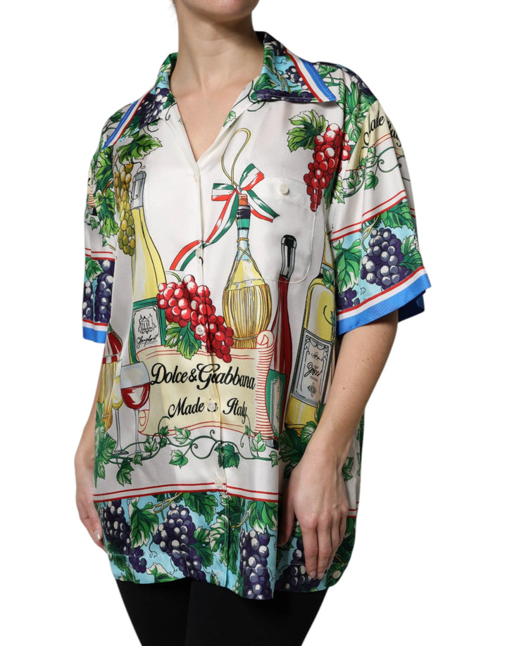 Dolce &amp; Gabbana Sample Sale Dolce &amp; Gabbana Multicolor Short Sleeve Silk Food Shirt Top - | Designer outlet