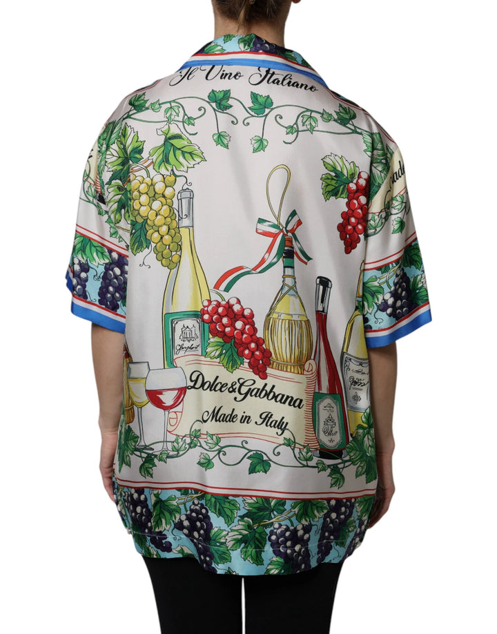 Dolce &amp; Gabbana Sample Sale Dolce &amp; Gabbana Multicolor Short Sleeve Silk Food Shirt Top - | Designer outlet