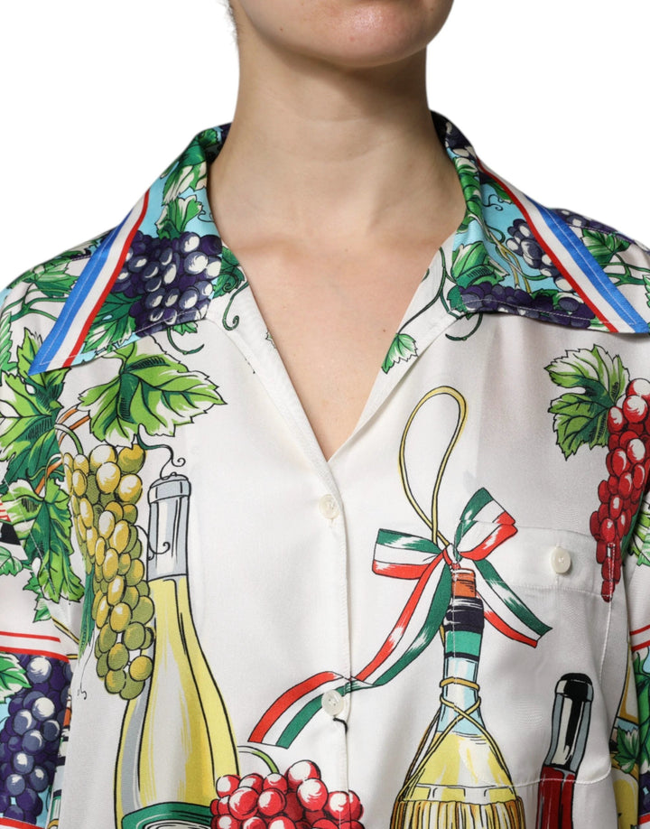 Dolce &amp; Gabbana Sample Sale Dolce &amp; Gabbana Multicolor Short Sleeve Silk Food Shirt Top - | Designer outlet