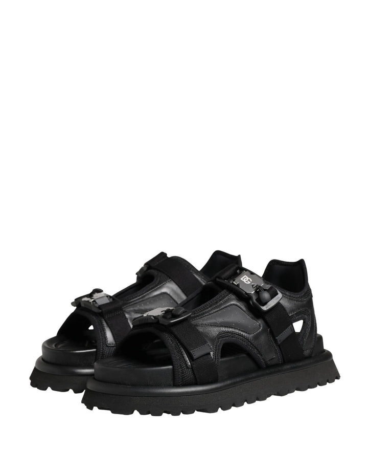 Dolce &amp; Gabbana Sample Sale Dolce &amp; Gabbana Black Logo Detailed Men Chunky Sandals Shoes - | Designer outlet
