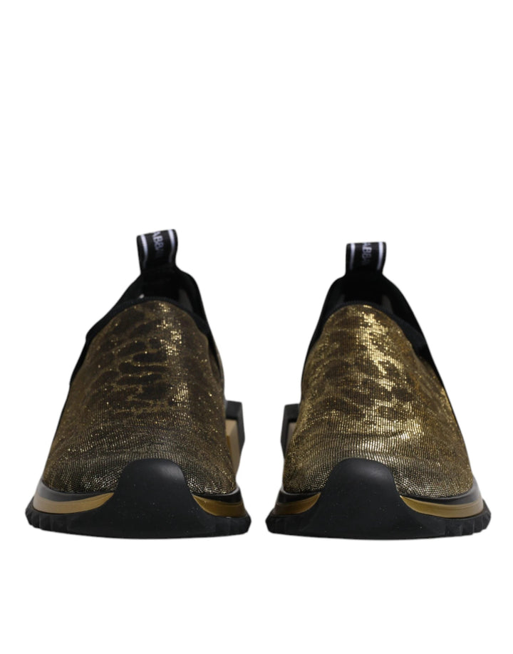 Dolce &amp; Gabbana Sample Sale Dolce &amp; Gabbana Gold Glitter Leopard Sorrento Sneakers Shoes - | Designer outlet