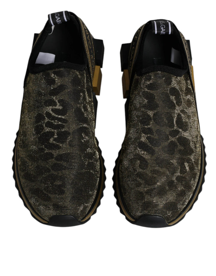 Dolce &amp; Gabbana Sample Sale Dolce &amp; Gabbana Gold Glitter Leopard Sorrento Sneakers Shoes - | Designer outlet