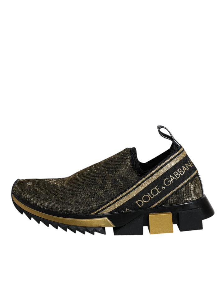 Dolce &amp; Gabbana Sample Sale Dolce &amp; Gabbana Gold Glitter Leopard Sorrento Sneakers Shoes - | Designer outlet