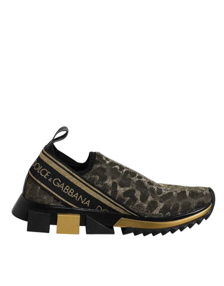 Dolce &amp; Gabbana Sample Sale Dolce &amp; Gabbana Gold Glitter Leopard Sorrento Sneakers Shoes - | Designer outlet