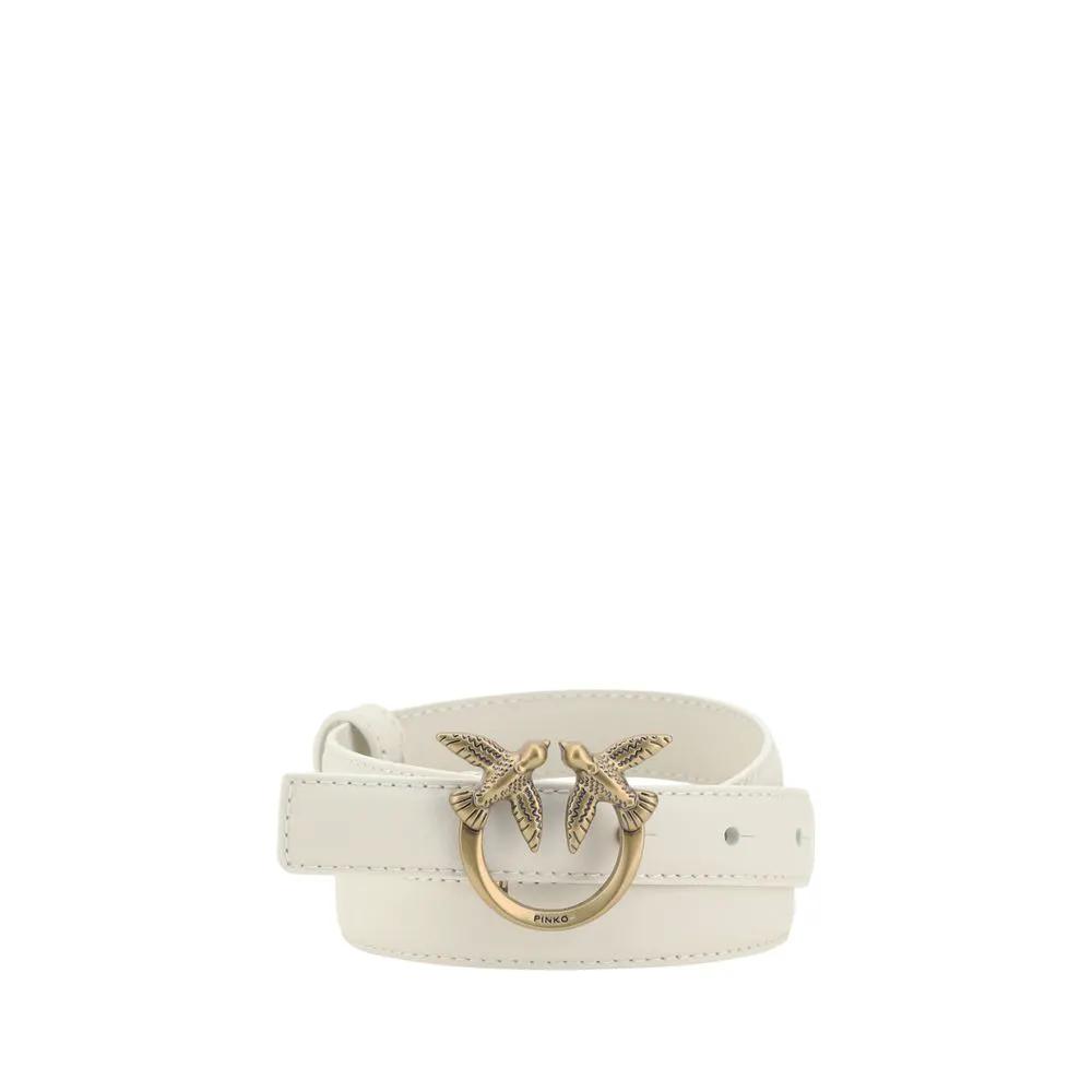 PINKO White Calf Leather Bos Taurus Regular Belt