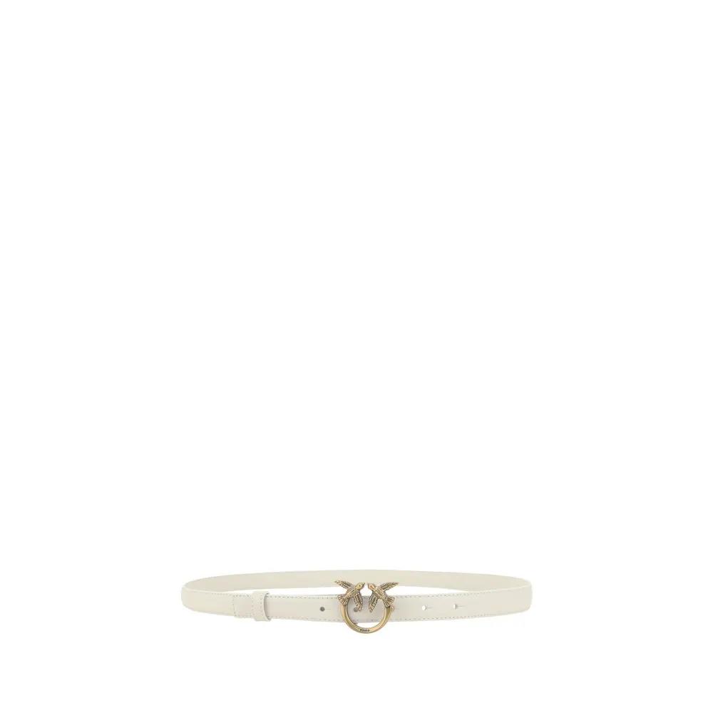 PINKO White Calf Leather Bos Taurus Regular Belt
