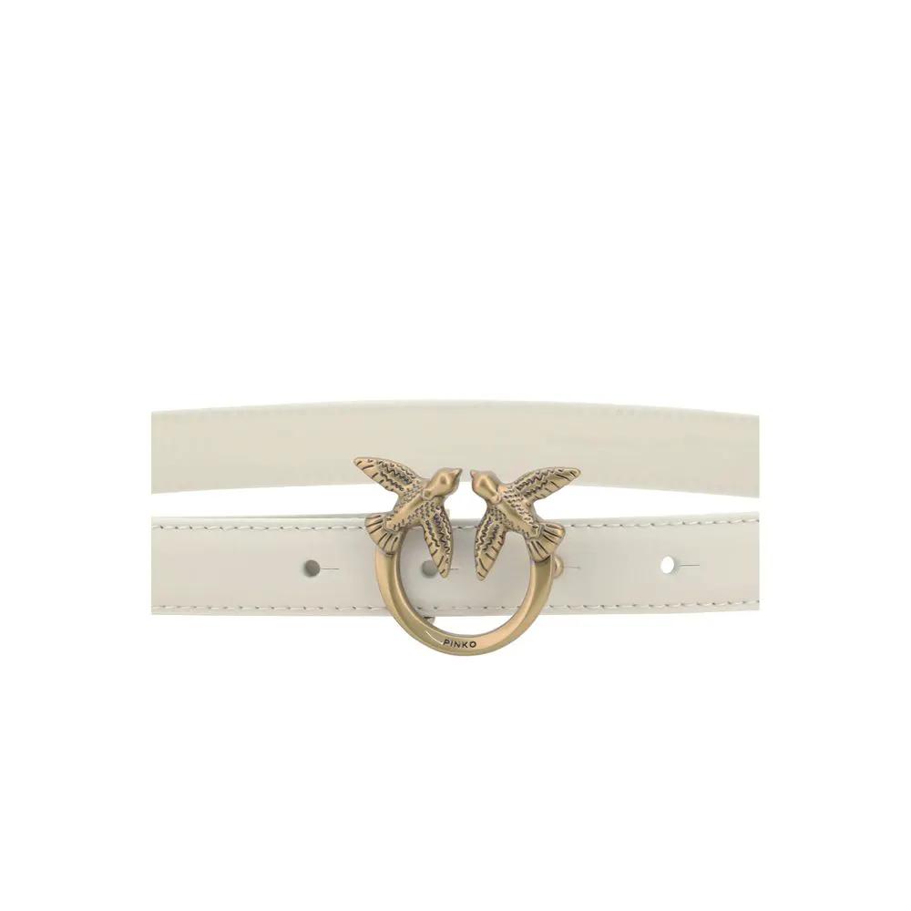 PINKO White Calf Leather Bos Taurus Regular Belt