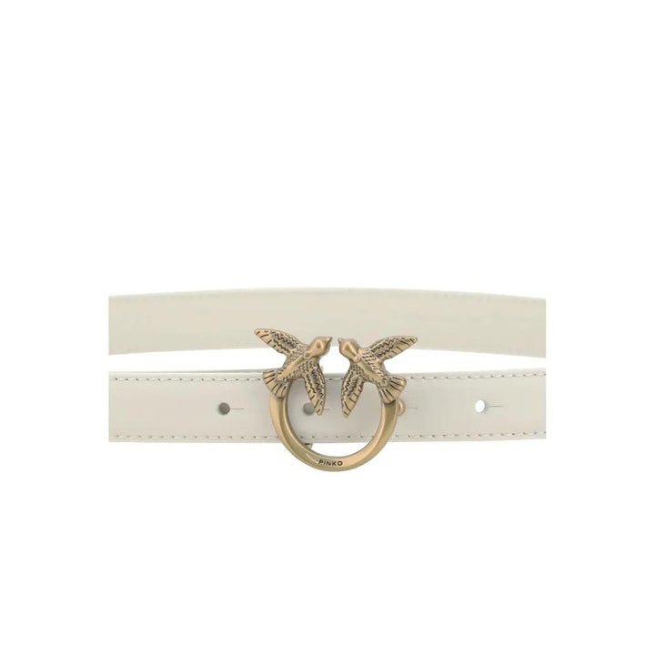 PINKO White Calf Leather Bos Taurus Regular Belt