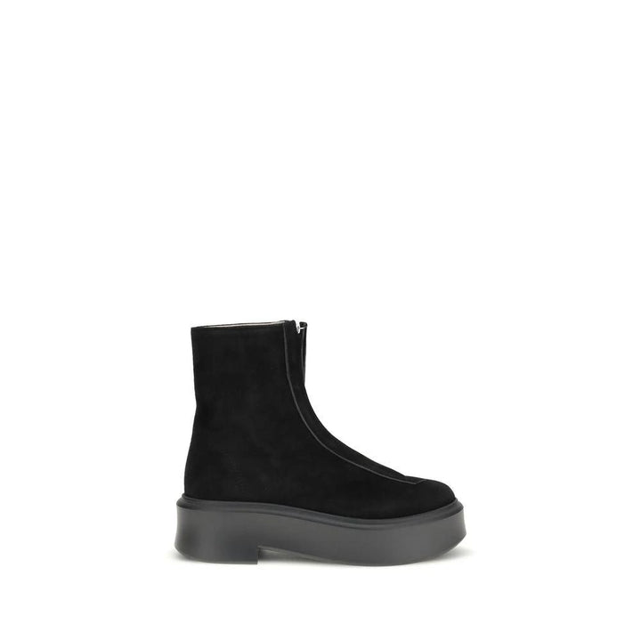 The Row Sample Sale The Row Black Calf Leather Bos Taurus Lace-Up Boots - | Designer outlet