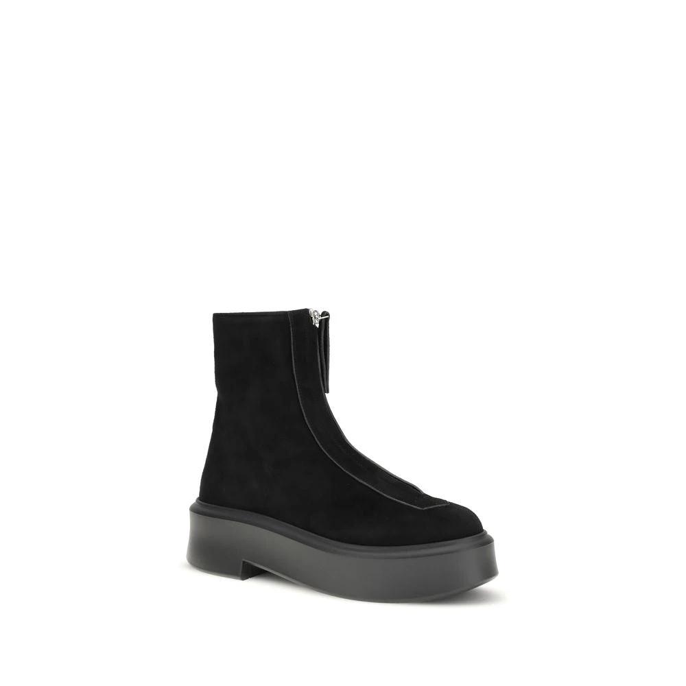 The Row Sample Sale The Row Black Calf Leather Bos Taurus Lace-Up Boots - | Designer outlet